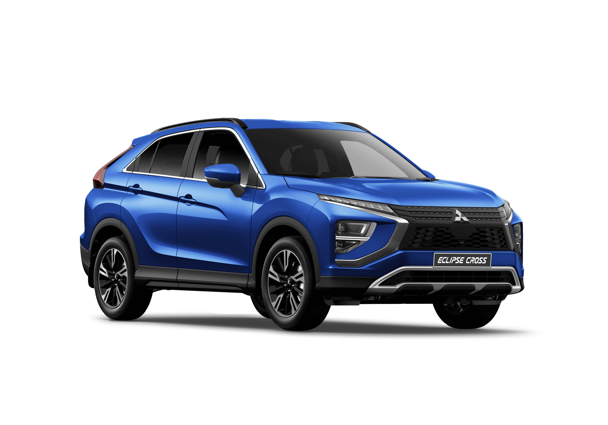 A blue Mitsubishi Eclipse Cross XLS on a white background