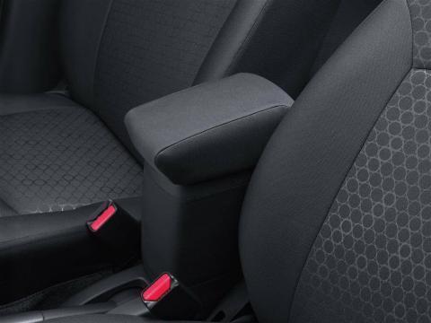Centre arm rest in interior of Mitsubishi Mirage, with padded top rest section
