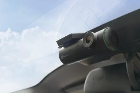 Discreet, screenless dashcam mounted to Mitsubishi Mirage windscreen