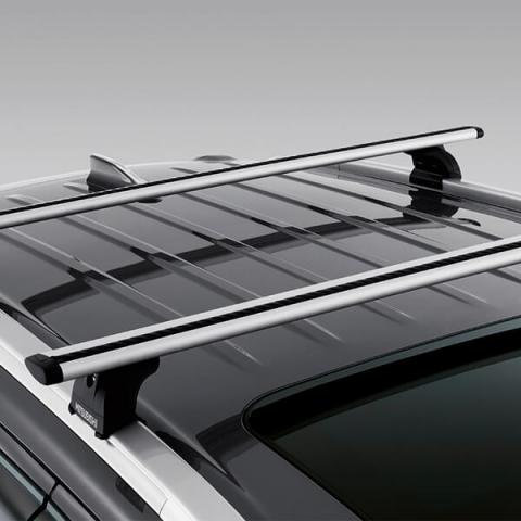 Close up image of the Roof Rack with Roof Rails on the roof of the Mitsubishi PHEV.