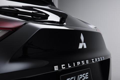 The rear badge on a black Mitsubishi Eclipse Cross